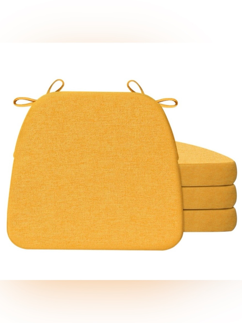Dining Chair Pads with Ties D-Shape (4-Pack) - GOLDEN YELLOW